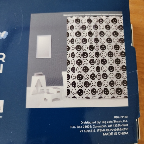 Black and White Smiley Shower Curtain - Picture 2 of 3